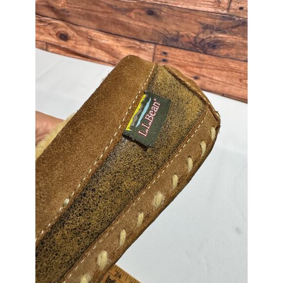 L.L. Bean Scuff Slippers Mens Size 10M Brown Leather Lamb wool Flat main image 13